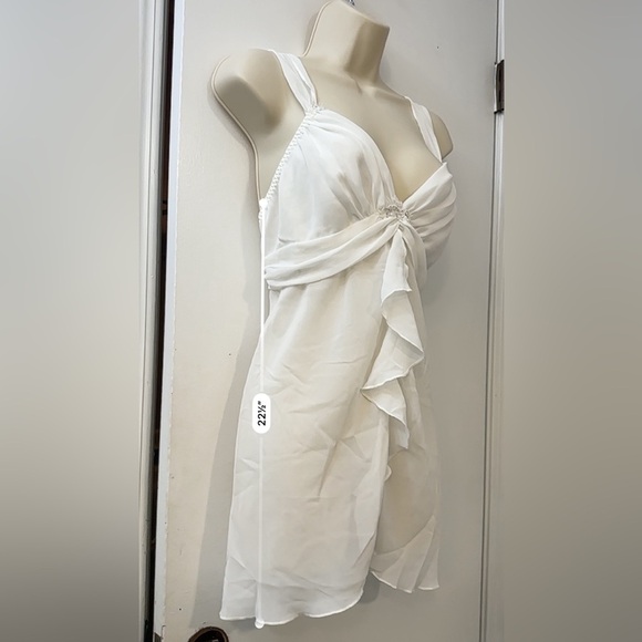 Blossom Intimates White Chiffon Babydoll Dress with Embellished Front XL - Picture 10 of 10